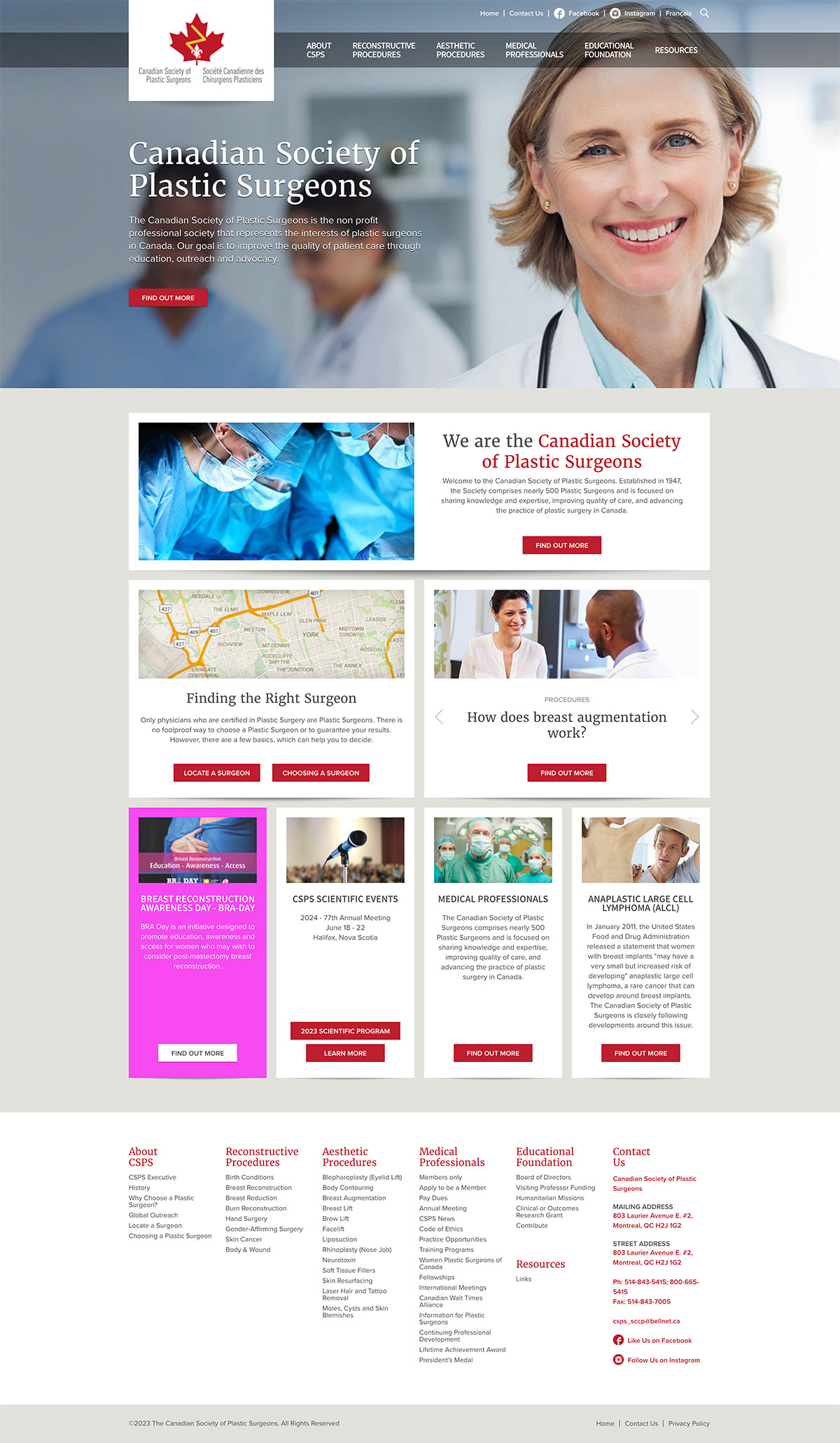One-Marketing client - Canadian-Society-of-Plastic-Surgeons - website sample 1