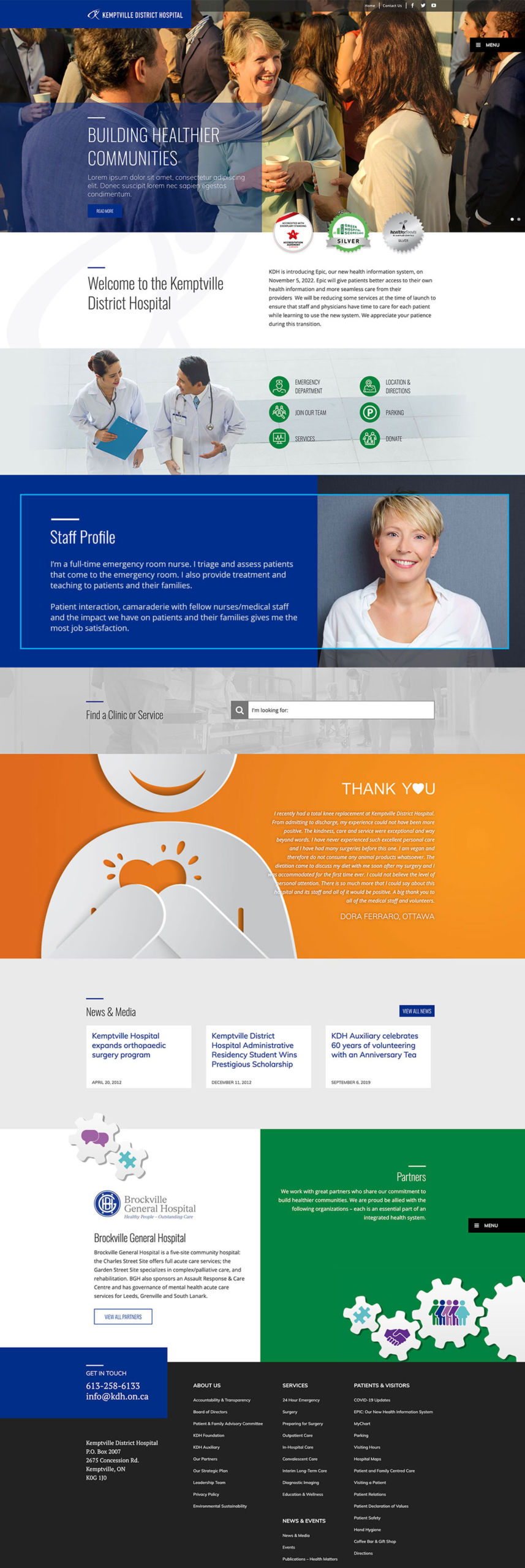 One-Marketing client - Kemptville-Hospital - website sample 1